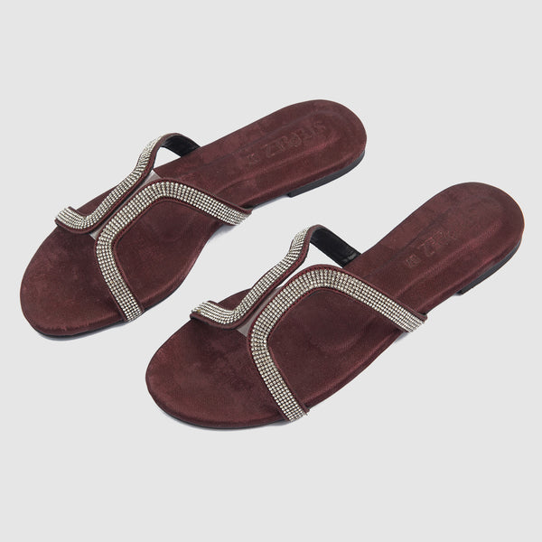 Elegant Curvy Style Gems Slides (Red)