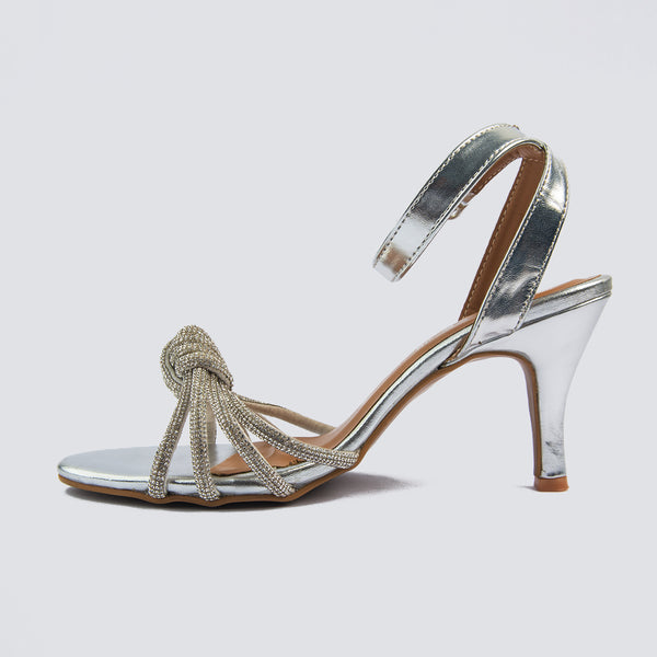 Fancy Knot Pencil Heels (Silver)