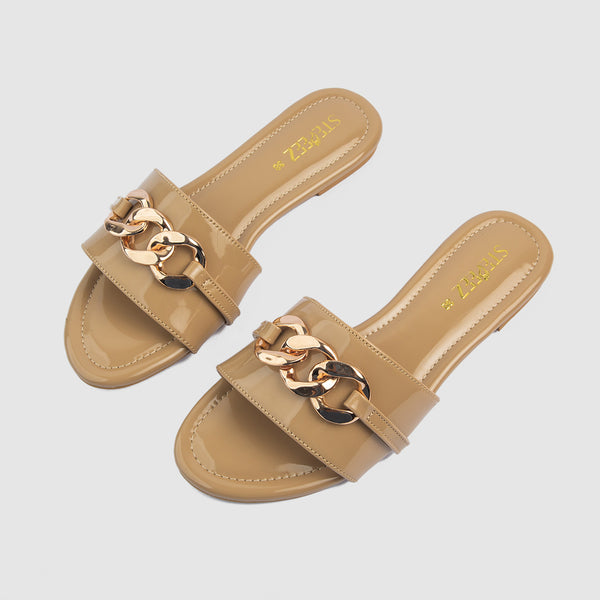 Stylish Chain Style Flats (Beige)